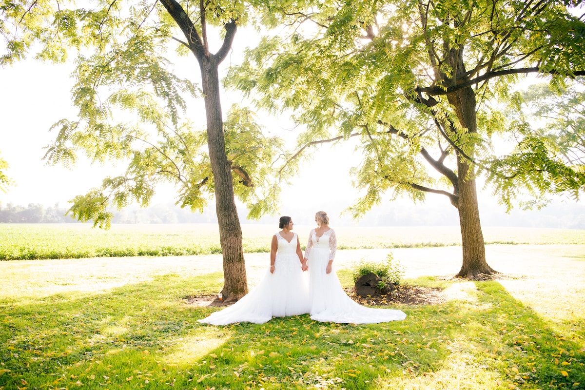 Ashley and Jill's Worsell Manor wedding portrait